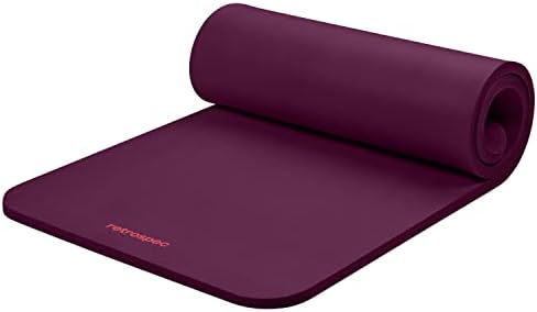 Retrospec Solana Yoga Mat 1" Thick With Nylon Carry Strap for Men & Women - Non Slip Exercise Mat for Home Yoga, Pilates, Stretching, Floor & Fitness Workouts