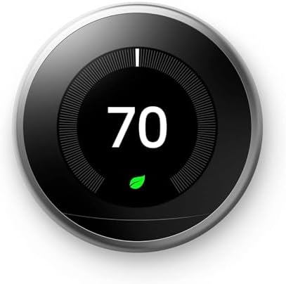 Google Nest Learning Thermostat - Programmable Smart Thermostat for Home - 3rd Generation Nest Thermostat - Compatible with Alexa - Stainless Steel (Renewed)