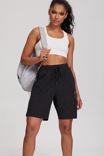 Oalka Women's Hiking Shorts Lightweight Zipper Pockets Cargo Quick Dry Summer Shorts