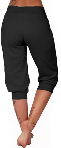 Capri Pants for Women High Waisted Drawstring Joggers Stretch Lightweight Casual Hiking Pant Capri with Pockets