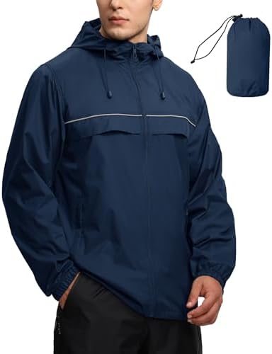 SWISSWELL Mens Waterproof Windbreaker Rain Jacket Lightweight Packable Raincoat with Hood for Golf Hiking Travel