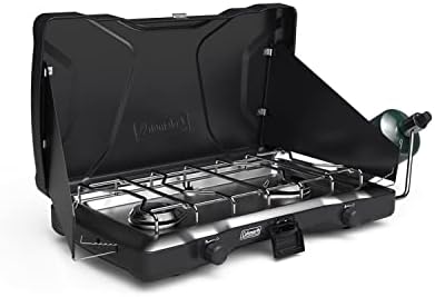 Coleman Triton 2-Burner Propane Stove, Portable Camping Cooktop with 2 Adjustable Burners & Wind Guards
