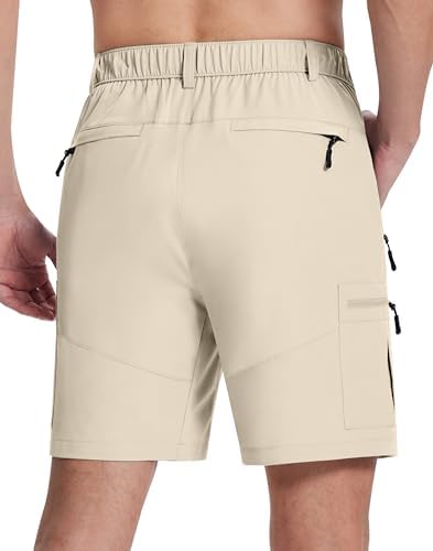 Mens Hiking Cargo Shorts with 6 Zipper Pockets 9" Quick-Dry Lightweight Short for Golf Casual Fishing