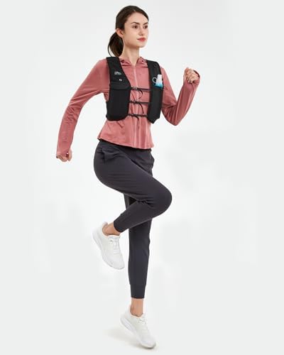 Running Vest for Women Men, USA Original Patent, Adjustable Chest Straps Running Hydration Vest with 500ml Soft Flask, Lightweight Breathable Reflective Running Vest for Marathon