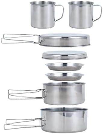 BeGrit Backpacking Camping Cookware Mini Picnic Camping Cooking Mess Kit with Pot and Pan Set for Hiking
