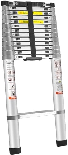 VEVOR Telescoping Ladder, 18.5 FT Aluminum Collapsible Extension Ladder, 400 LBS Capacity with Non-Slip Feet, Portable Multi-Purpose Compact Ladder for Home, RV, Loft, ANSI Liste
