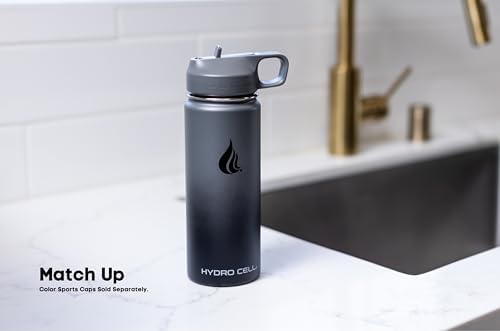 HYDRO CELL Stainless Steel Insulated Water Bottle with Straw - For Cold & Hot Drinks - Metal Vacuum Flask with Screw Cap and Modern Leakproof Sport Thermos for Adults (Graphite/Black 18oz)