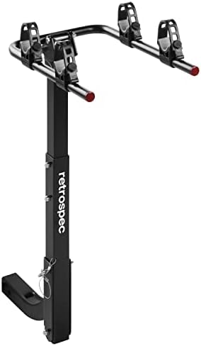 Retrospec Lenox 2-5 - Bike Hitch Rack for Cars, Trucks, SUVs with 2” Hitch | Foldable Steel Frame with Anti-Rattle Adapter, Tie Down Cradles and Straps - Fits Most Frames