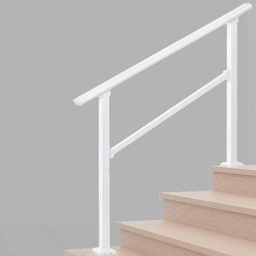 Hand Rails for Outdoor Steps,4 Step Stair Handrail & Indoor Stair Railing Kit๏ผMetty Metal Railings for Outdoor Steps and Hand Rails for Seniors for Porch Railing