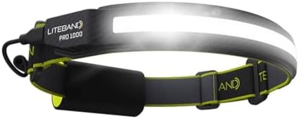 Liteband PRO 1000 Lumens LED Headlamp Rechargeable Battery Powered, Super Bright Tactical Head Lamp Flashlight Hard Hat Light, Mechanic Lamps, Camping, Running, Best Rated For Adults Forehead, Carbon