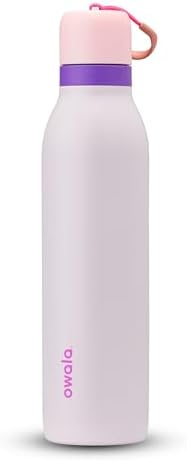FreeSip Twist Insulated Stainless Steel Water Bottle with Straw for Sports and Travel, BPA-Free, 24-oz, Pink/Purple (Dreamy Field)