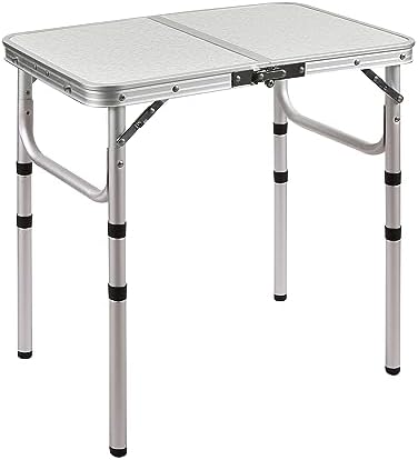 RedSwing Small Folding Table Portable 2 Feet, Small Foldable Table Adjustable Height, Lightweight Aluminum Camping Table, 15.7 in x 23.6 in x 19 in