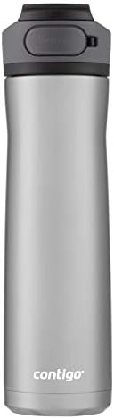 Contigo Cortland Chill 2.0 Vacuum-Insulated Stainless Steel Water Bottle Spill-Proof Sip Technology Interchangeable Lid 24oz Steel/Licorice Perfect for Fitness Travel Everyday Use