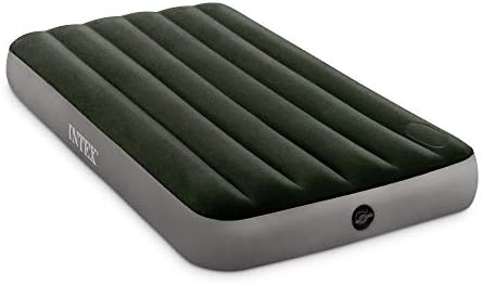Intex 64761E Dura-Beam Standard Downy Air Mattress: Fiber-Tech – Twin Size – Built-in Foot Pump – 10in Bed Height – 300lb Weight Capacity