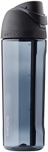 FreeSip Clear Tritan Plastic Water Bottle with Straw, BPA-Free Sports Water Bottle, Great for Travel, 25 Oz, Very, Very Dark