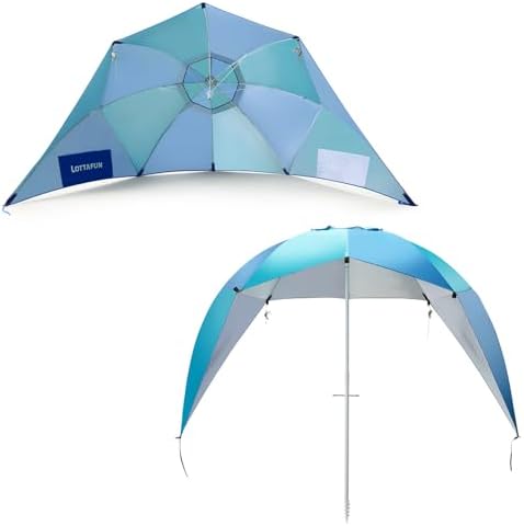 Beach Shelter Umbrella Premiere UPF 50+ Umbrella Shelter for Sun and Rain Protection for Adult (10-Foot, Blue Green)