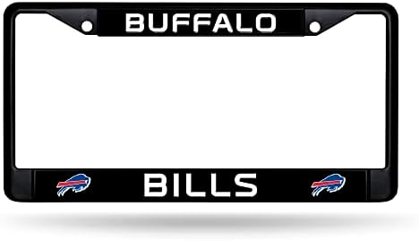 Rico Industries NFL Football Primary Black Chrome Frame with Plastic Inserts 12" x 6" Car/Truck Auto Accessory