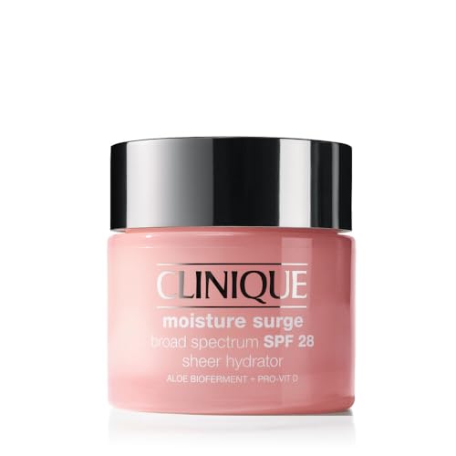 Clinique Moisture Surge Broad Spectrum SPF 28 Sheer Hydrator Face Moisturizer With Hyaluronic Acid, Aloe Bioferment + Provitamin D | Hydrating + Protecting, 2.5 Fl Oz