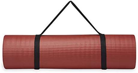 Gaiam Essentials Thick Yoga Mat Fitness & Exercise Mat with Easy-Cinch Yoga Mat Carrier Strap, 72"L x 24"W x 2/5 Inch Thick