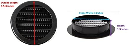 3" Round Plastic Louver Soffit Air Vent Reptile Screen Grille Cover (16, White)