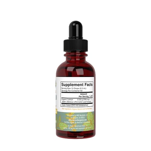 MaryRuth Organics Lemon Balm Leaf Liquid Extract | Mood Support | Relaxation | Calming | Nervine Herbal | Lemon Balm Tincture | USDA Organic | Vegan | Non-GMO | Gluten Free | 1 Fl Oz