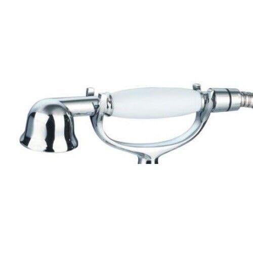 Taps2Traps® Victorian Style Traditional Shower Handset White & Chrome Bathroom Hand Held Or Fits Cradle + High Flow Shower Hose