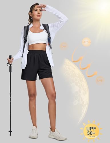 MAGCOMSEN Women's 5" Hiking Cargo Shorts UPF 50+ Quick Dry Lightweight Golf Athletic Casual Summer Shorts with Pockets