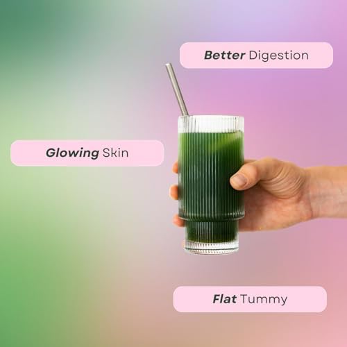 Glow Greens Powder, Collagen with Probiotics, Vitamins, Digestive Enzymes, Superfoods, Gut Health, Bloating Relief, Radiant Skin, Natural Glow, Spirulina, Juice Mix, 30 SVG, Mango