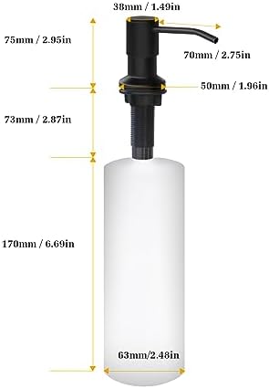 Soap Dispenser for Kitchen Sink, Built in Sink Soap Dispenser Lotion Dispenser with 17 OZ Bottle, Refill from The Top Bar Sink Soap Dispenser, Black (1 Pack)