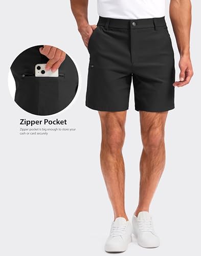 Pudolla Men's Casual Shorts 7 Inch Golf Shorts Stretch Dress Work Shorts for Men with 4 Pockets Quick Dry Lightweight