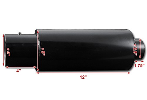 4" N1 Tip Black Stainless Steel 2.5" Inlet Racing Weld Exhaust Muffler+Silencer