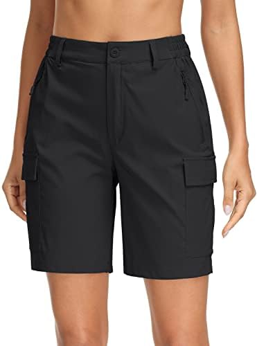 MAGCOMSEN Women's 7" Hiking Shorts Lightweight Quick Dry Water Resistant Golf Cargo Shorts with 5 Pockets Summer Casual