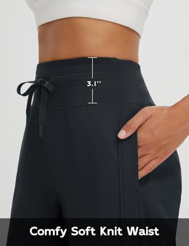 baleaf Women's Capri Pants Wide Leg Athletic Yoga Capris with Pockets Quick Dry Hiking Pants Loose Lounge Summer UPF 50+