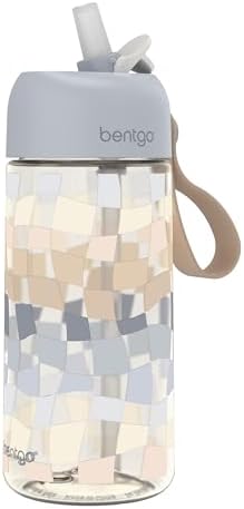 Bentgo Kids Water Bottle (Whimsy & Wonder Collection) - Leak-Proof Durable Tritan 15 oz. Cup for Kids/Toddlers 3+; Flip-Up Safe-Sip Straw for School, Sports, Daycare, Camp & More (Checker Gradient)