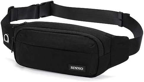 SINNO Large Crossbody Fanny Pack for Women Men Belt Bag With 4-Zipper Pockets for Travel Running Hiking Workout Dog Walking Outdoors Sport Fishing Waist Pack Bag Carrying All Phones