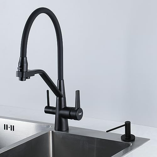 Gappo Upgraded Matte Black Soap Dispenser for Kitchen Sink, Stainless Steel Countertop Pump, Built in Sink Soap Dispenser with 47" Extension Tube kit