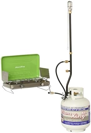 Flame King FK-DP2PC 3 Outlet Adapter 20 to 1LB Propane Distribution Post Pole Tree Stem Stand for Stove, Lanterns, and Camping, Black