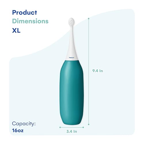 HappyPo The Original XL Butt Shower - Portable Bidet with 50% More Volume - The Easy-Bidet 2.0 Replaces Wet Wipes and Shower Toilet - Portable Bum Spray for Travel - Turquoise