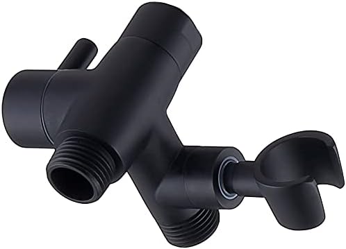 G-Promise Solid Metal Shower Arm Diverter with Holder for Hand Held Showerhead and Fixed Spray Head, G 1/2 3-Way Bathroom Universal Diverter System Replacement Part (Matte Black)