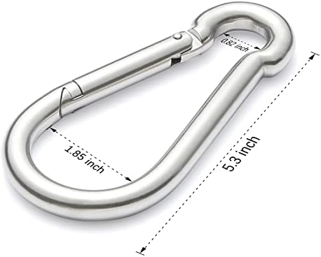 sprookber Stainless Steel Spring Snap Hook Carabiner - 304 Stainless Steel Clips, Set of 6
