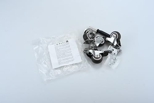 4Pcs Castors for Furniture, 32mm Swivel Castor 2 with Brakes + 2 without Brakes, L-Shaped Heavy Duty Castors Transport Castors with Screws and Screwdrivers for Furniture Cupboard Table Beach Chair