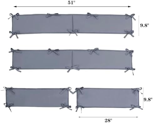 Breathable and Soft 4 in 1 Cushion, Four-Piece Thickened Anti-Collision Pad for Side (White) (Gray)