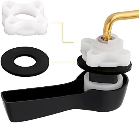 Hibbent Universal Metal Side Mount Toilet Handle Replacement Kit, Brass Toilet Flush Tank Lever with Stainless Steel Flapper Chains for Most Toilets, Matte Black Finish