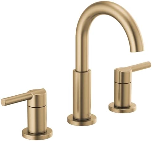 Delta Nicoli Brushed Gold Faucet 3 Hole, 8 Inch Widespread Bathroom Sink Faucet for Vanity, Push-Pop Drain Assembly, Champagne Bronze 35749LF-CZ