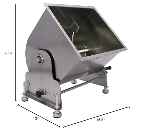 Commercial Stainless Steel 60-Pound/30-Liter Capacity Tilt Tank Manual Meat Mixers,(Mixing Maximum 45-Pound for Meat),Sausage Mixer Machine Meat Processing Equipment, Silver, FME30T
