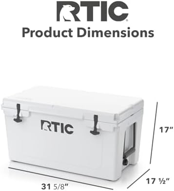 RTIC 65 QT Ultra-Tough Cooler Hard Insulated Portable Ice Chest Box for Beach, Drink, Beverage, Camping, Picnic, Fishing, Boat, Barbecue