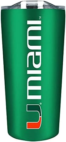 Campus Colors College Stainless Steel, Double Walled, Vacuum Insulated, Reusable Collegiate Tumbler with Slider-Top Lid for Travel, Sports, and Coffee, 18 oz (Miami Hurricanes - Green)