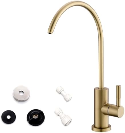 WEWE Drinking Water Faucet for Kitchen Sink, Gold Kitchen Water Filter Faucet Stainless Steel for Reverse Osmosis or Water Filtration System Beverage Non-Air Gap RO Faucet Brushed Nickel Finish