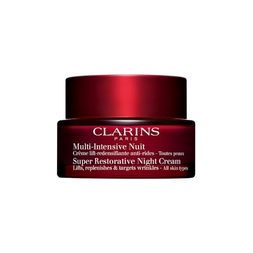 Clarins Super Restorative Night Cream | Anti-Aging Moisturizer For Mature Skin Weakened By Hormonal Changes | Illuminates & Densifies Skin | Lifts & Tones | Targets Spots & Wrinkles | 1.7 Ounces