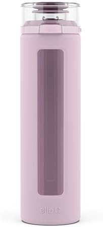 Ello Syndicate 20oz Reusable Glass Water Bottle with One-Touch Leak Proof Flip Lid and Protective Non-Slip Silicone Sleeve and Carry Loop for Coffee, Tea and Water, BPA-free Dishwasher Safe
